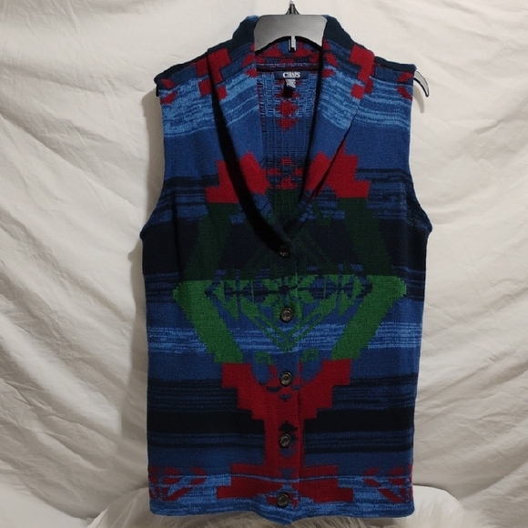 Chaps Jackets & Blazers - SALE! Chaps Multicolor Aztec Knit Vest Sz.1X Worn 1X #701 CRATE